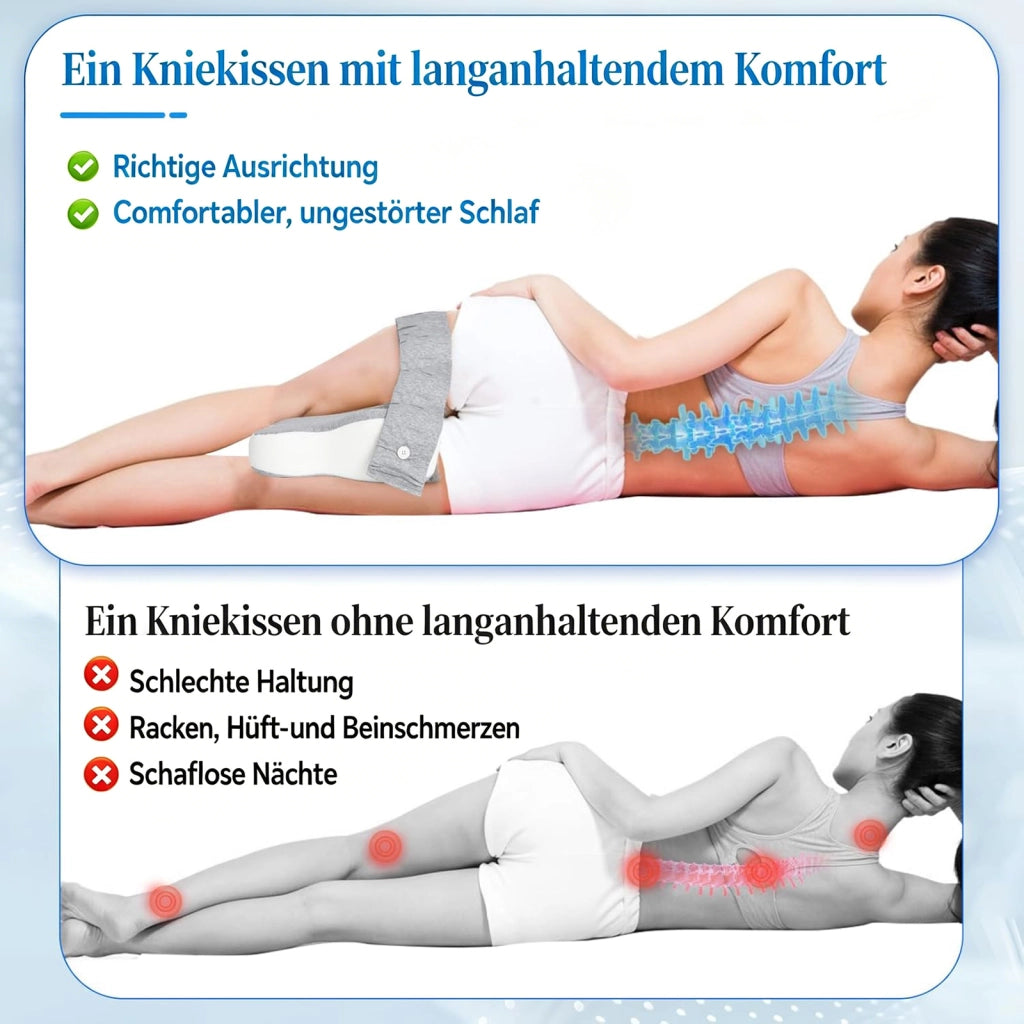 Cuscino ergonomico per ginocchia in schiuma viscoelastica con fascia regolabile
