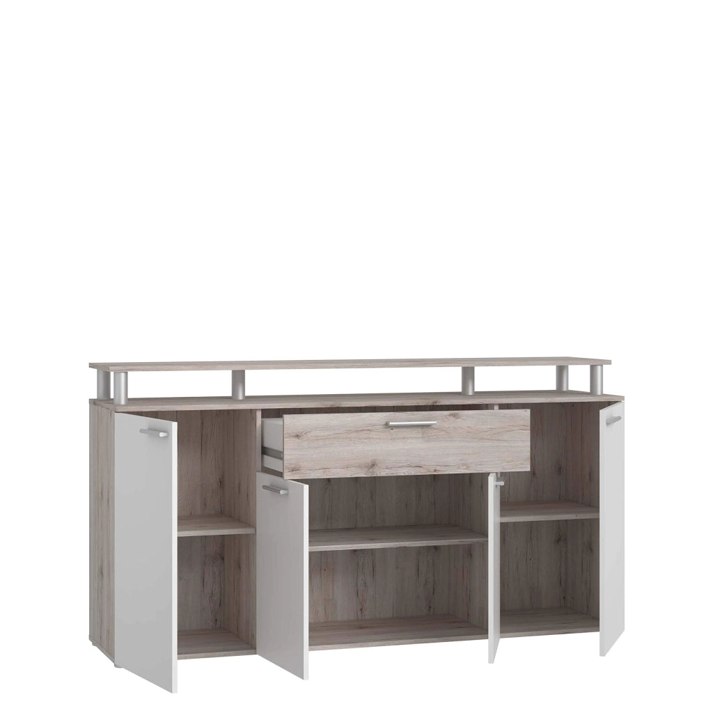 Comò, dimensioni 60x90x169,3 cm, 4 ante, 1 cassetto, legno, finitura opaca