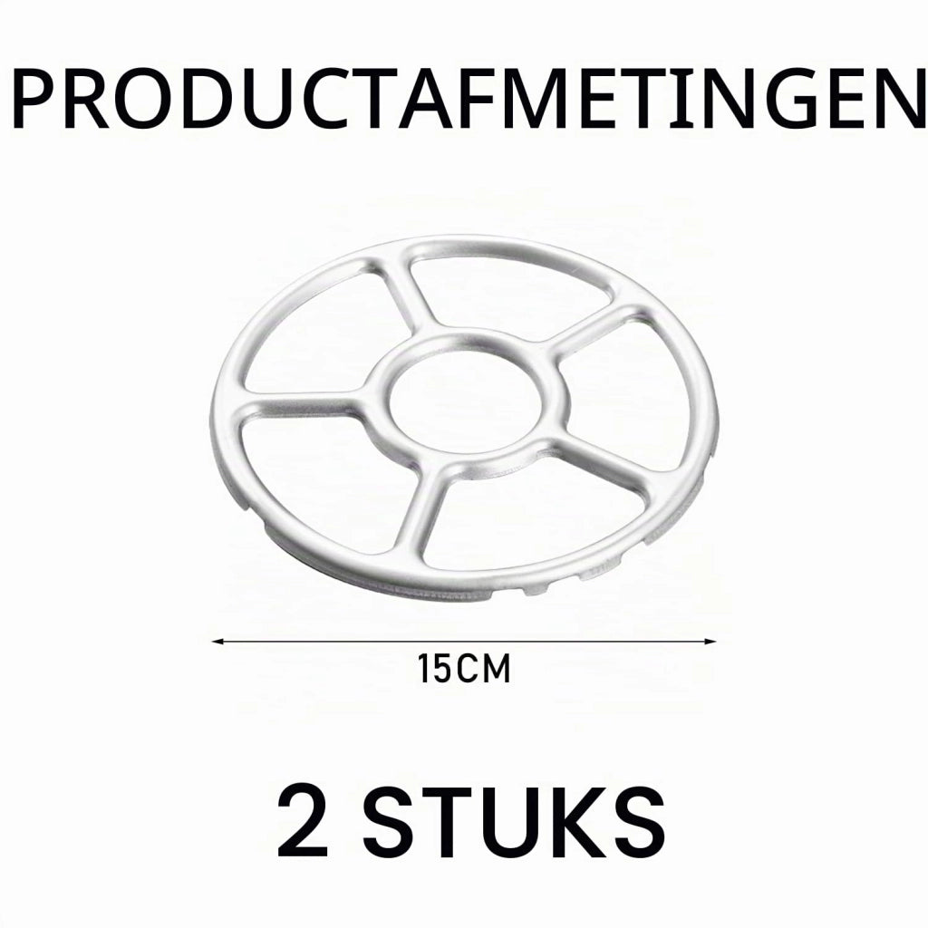 Set di 2 adattatori per bruciatore a gas, diametro 15,5 cm, color argento