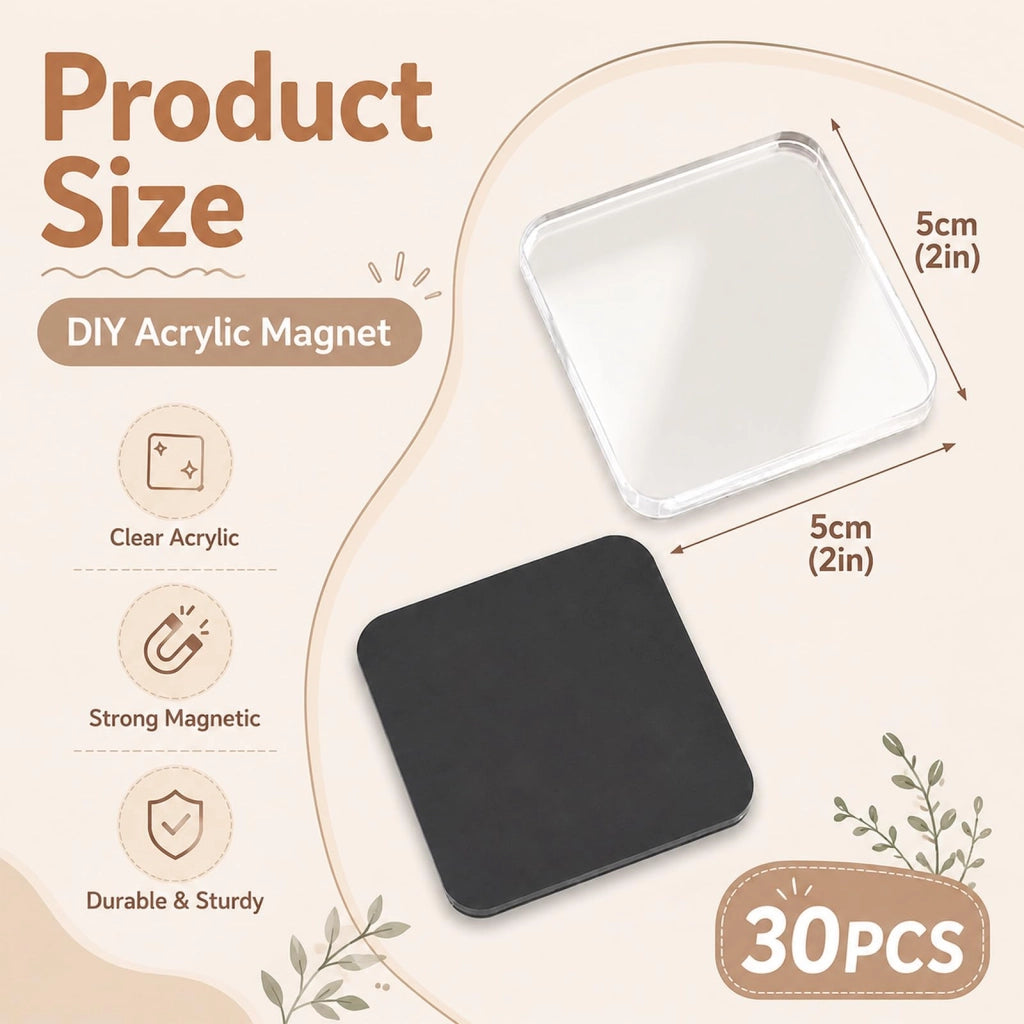 30 magneti refrigeratore in acrilico, set, 5 pezzi per confezione