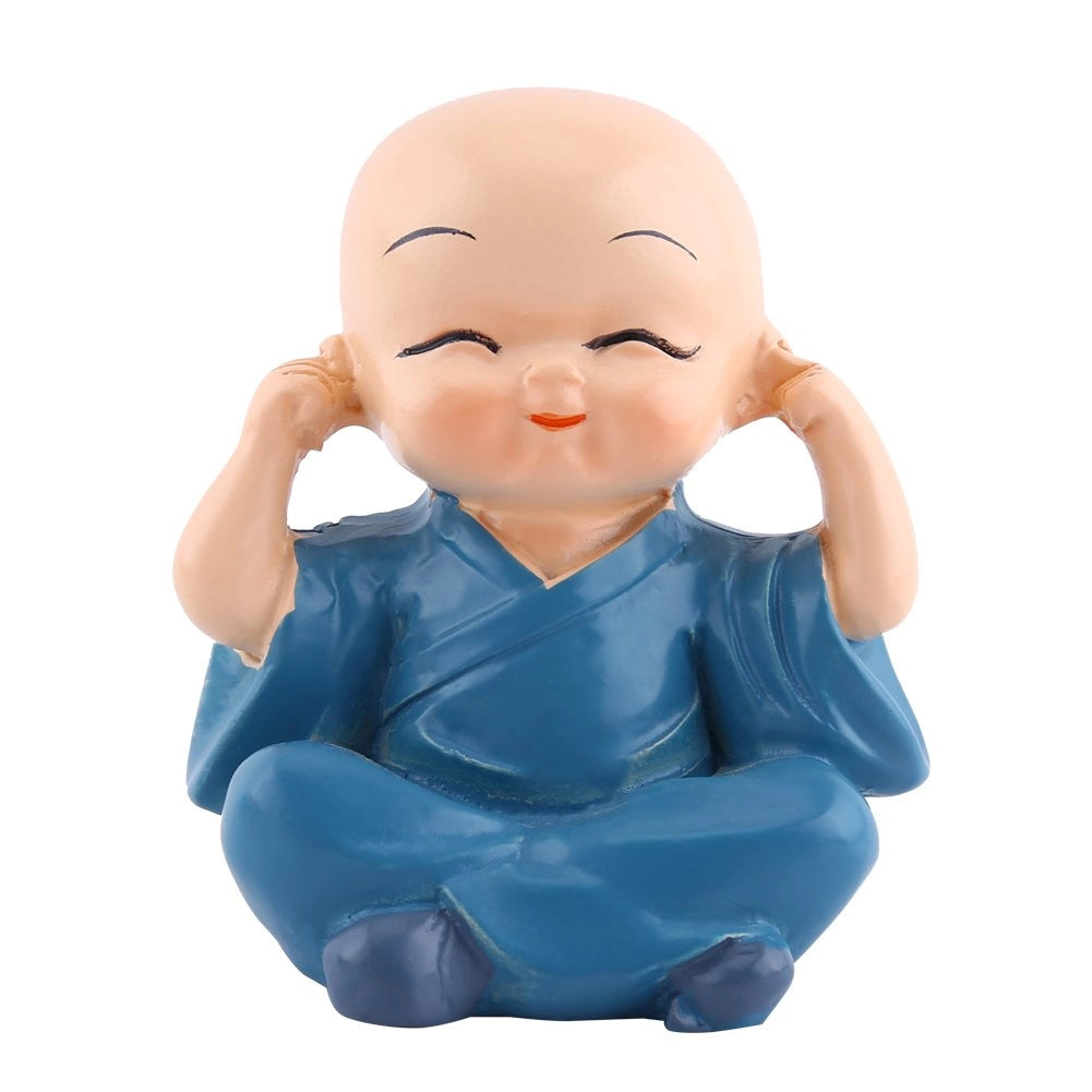 Set di 4 figure in resina raffiguranti Buddha e monaci, alte 6 cm, simbolo di fortuna e prosperità