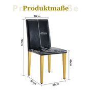 Set di 6 sedie da pranzo nere e oro in PU e metallo