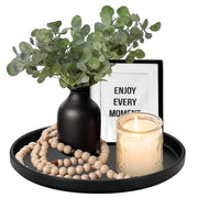 Vassoio decorativo rotondo nero 26,8 cm in melamina – versatile come portacandele, organizer e ciotola decorativa