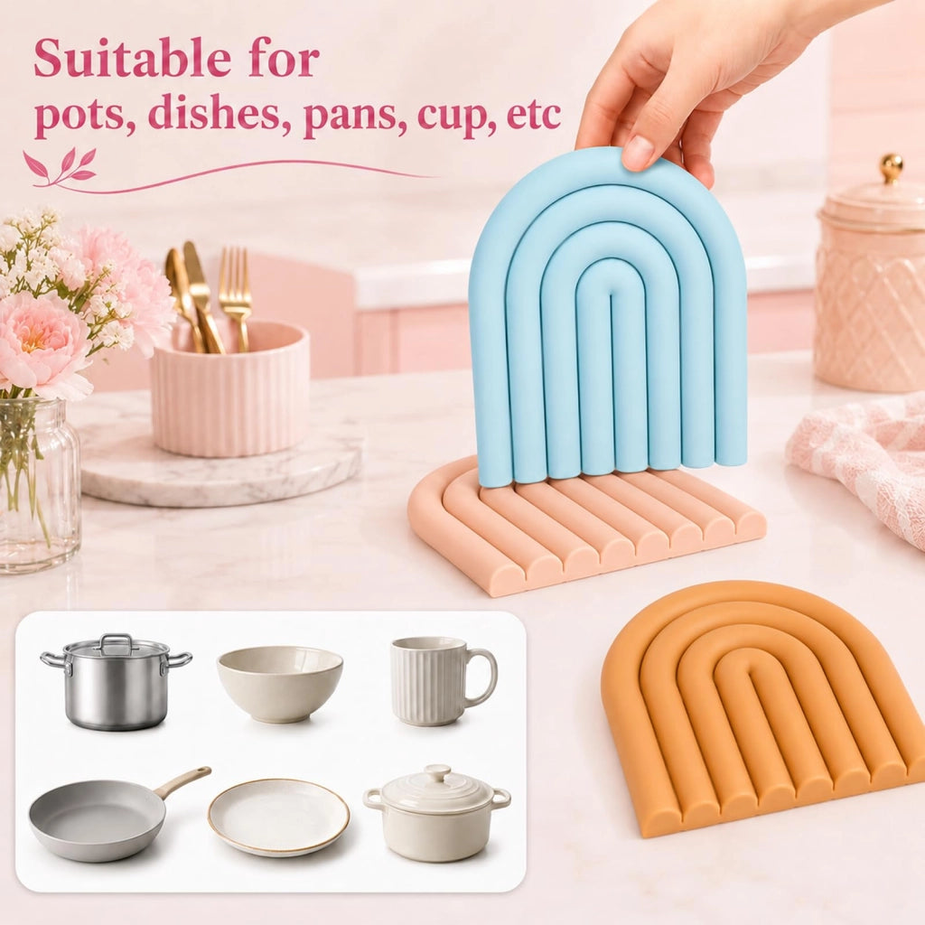 Sottobicchieri in silicone resistenti al calore – confezione da 5 pezzi, 15 cm di diametro, colorati