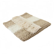 Tovaglia in macramè, stile boho, 240x30 cm, bianca, lavabile
