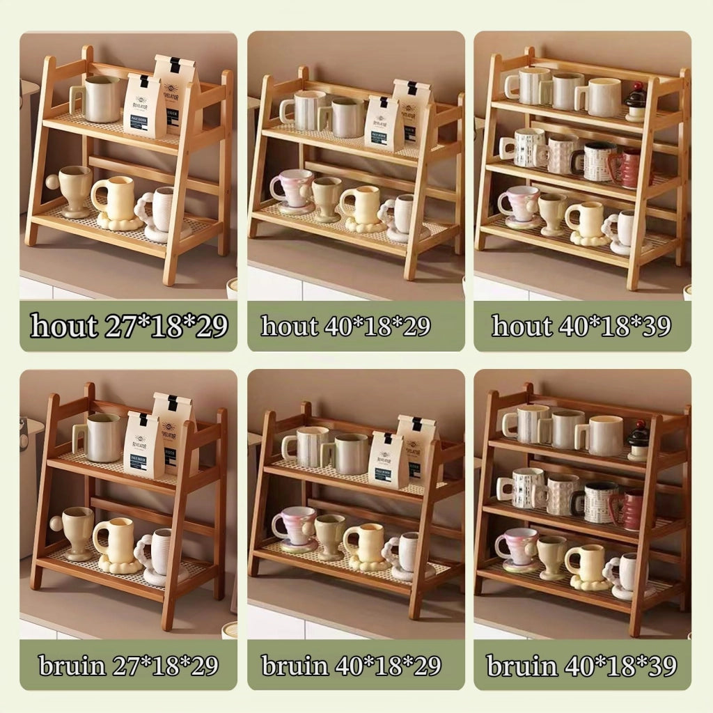Organizzatore da cucina in bambù, 3 ripiani, dimensioni 40x18x39 cm