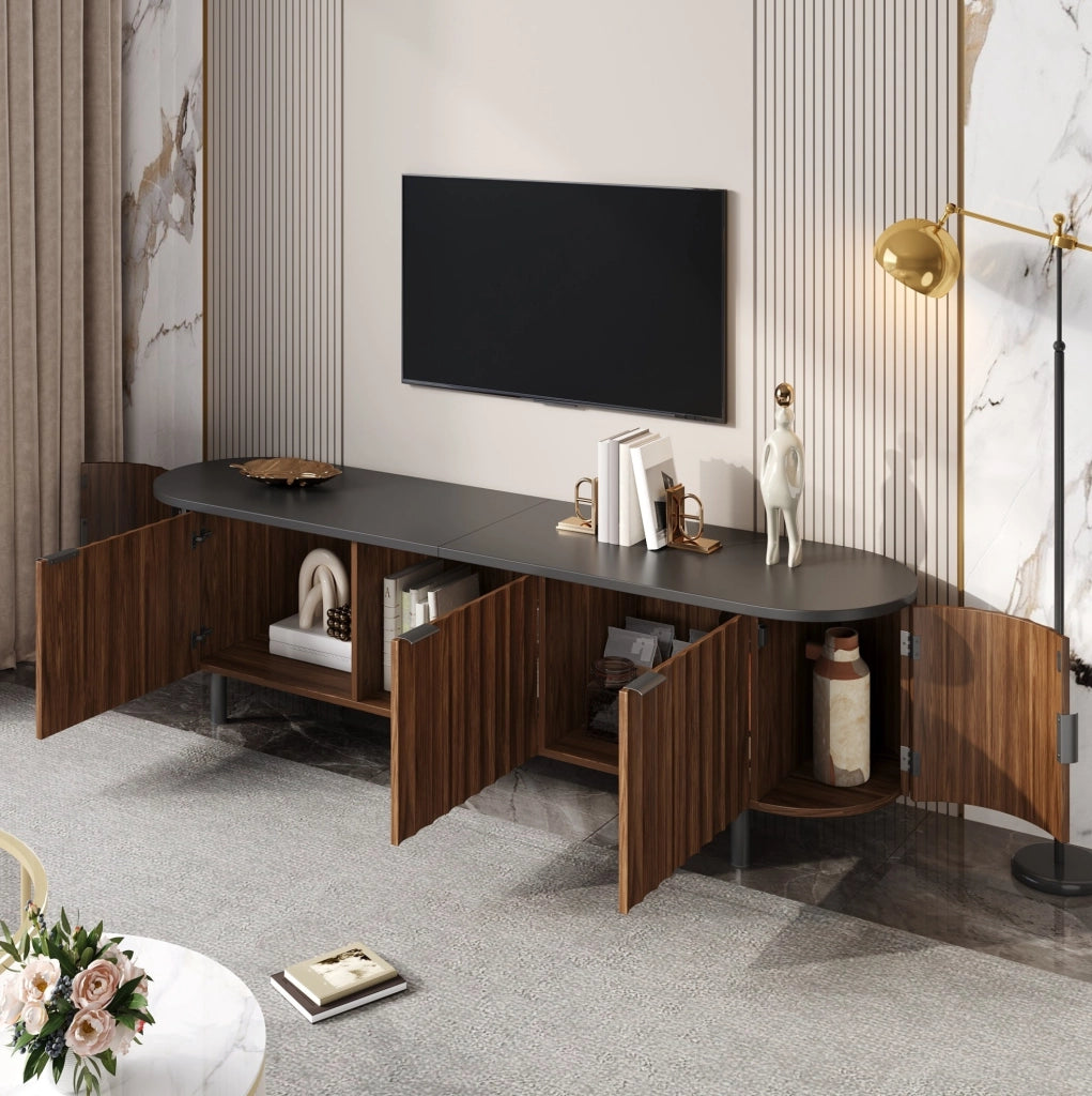 Mobile TV moderno 170 cm noce in MDF con 5 ante