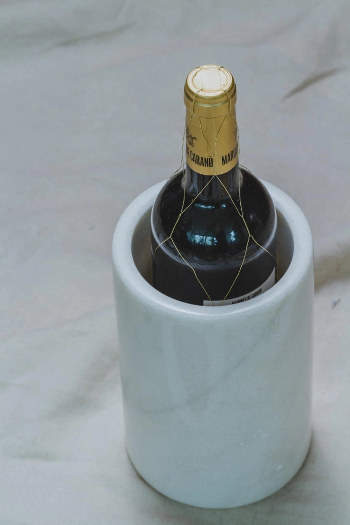 Secchiello per vino in marmo, 12 x 12 x 19 cm, bianco