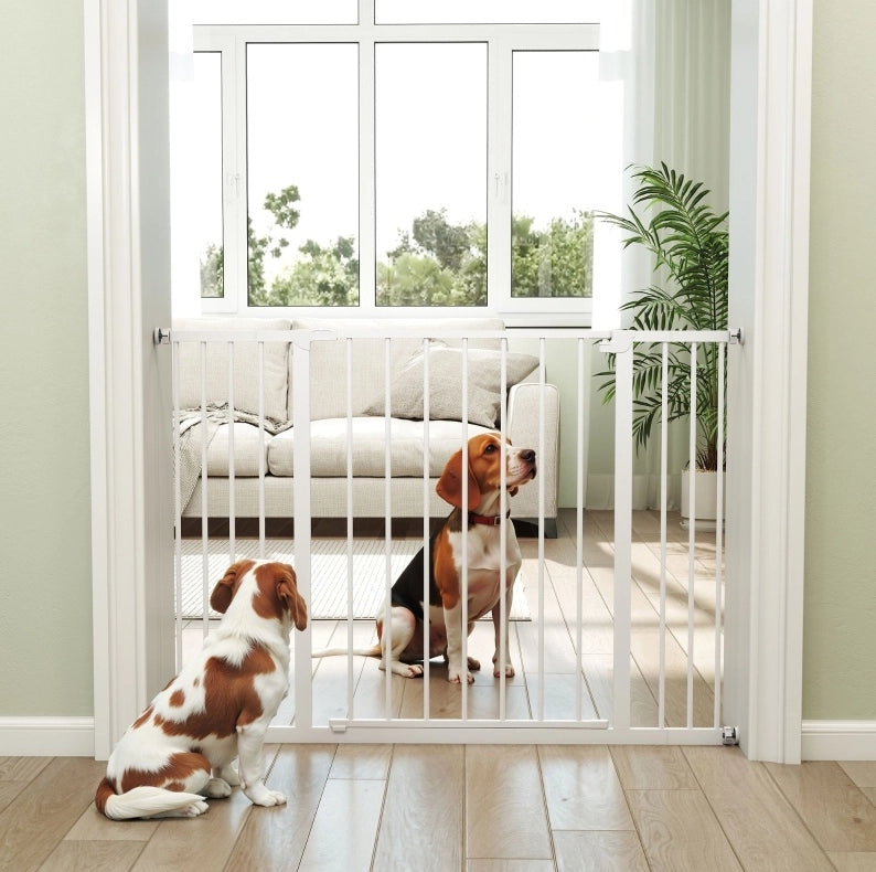 Cancello di sicurezza per porta e scale 76-107 x 76 cm metallo bianco, senza foratura