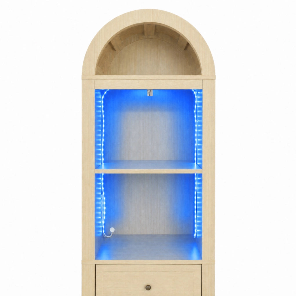 Mobile alto da bagno con LED RGB, ante reversibili e cassetto, 40 x 30 x 163 cm