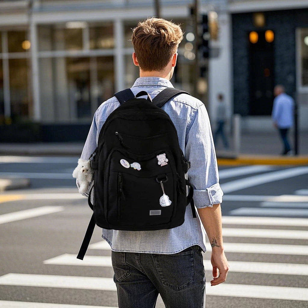 Zaino in tessuto Oxford con tasche e spallacci imbottiti