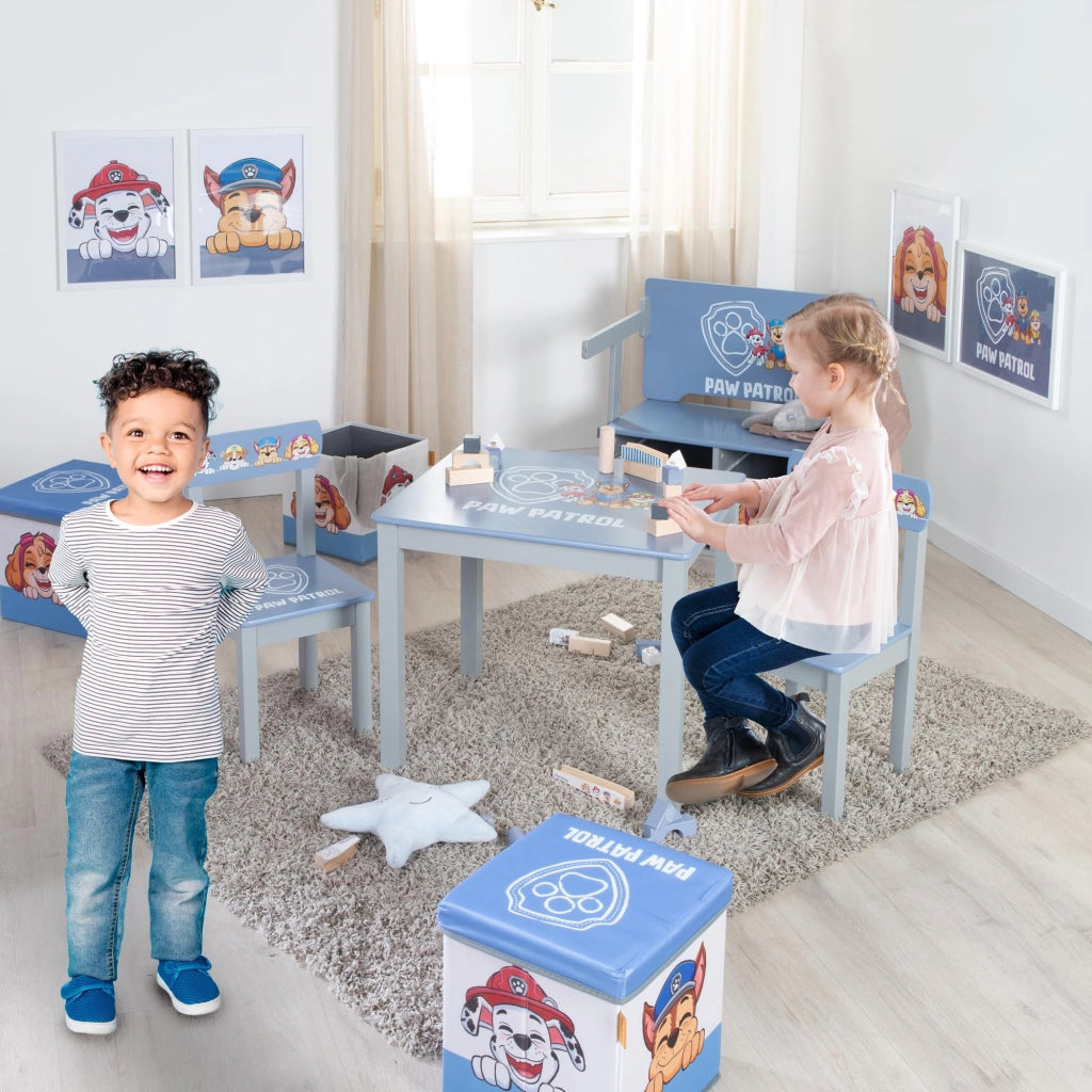 Seggiolino per bambini Paw Patrol, in legno, grigio/blu, altezza 59 cm, adatto a bambini dai 18 mesi in su