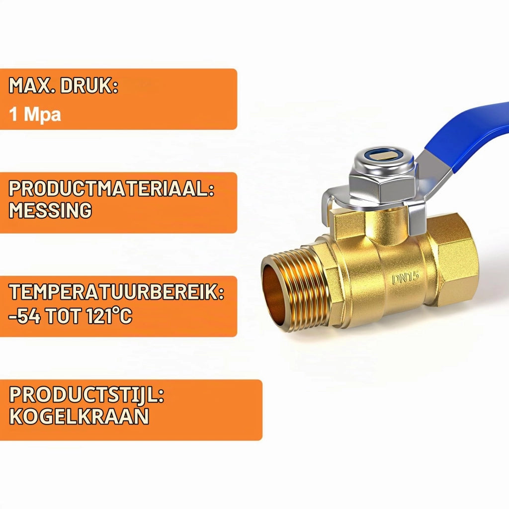 Set di 3 valvole a sfera in ottone, filettatura BSP da 1/2 pollice
