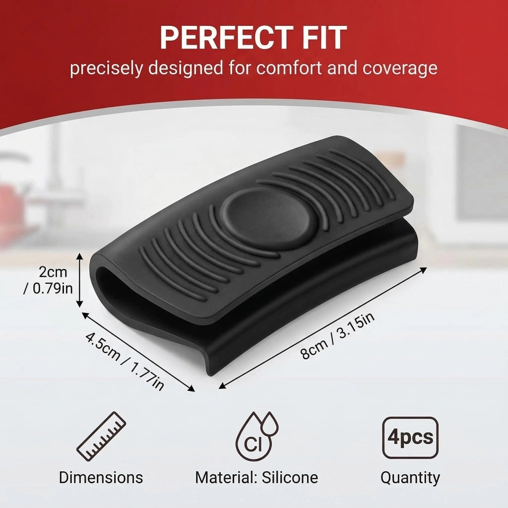 Guanti da forno in silicone, set da 4 pezzi, neri/rossi, resistenti al calore
