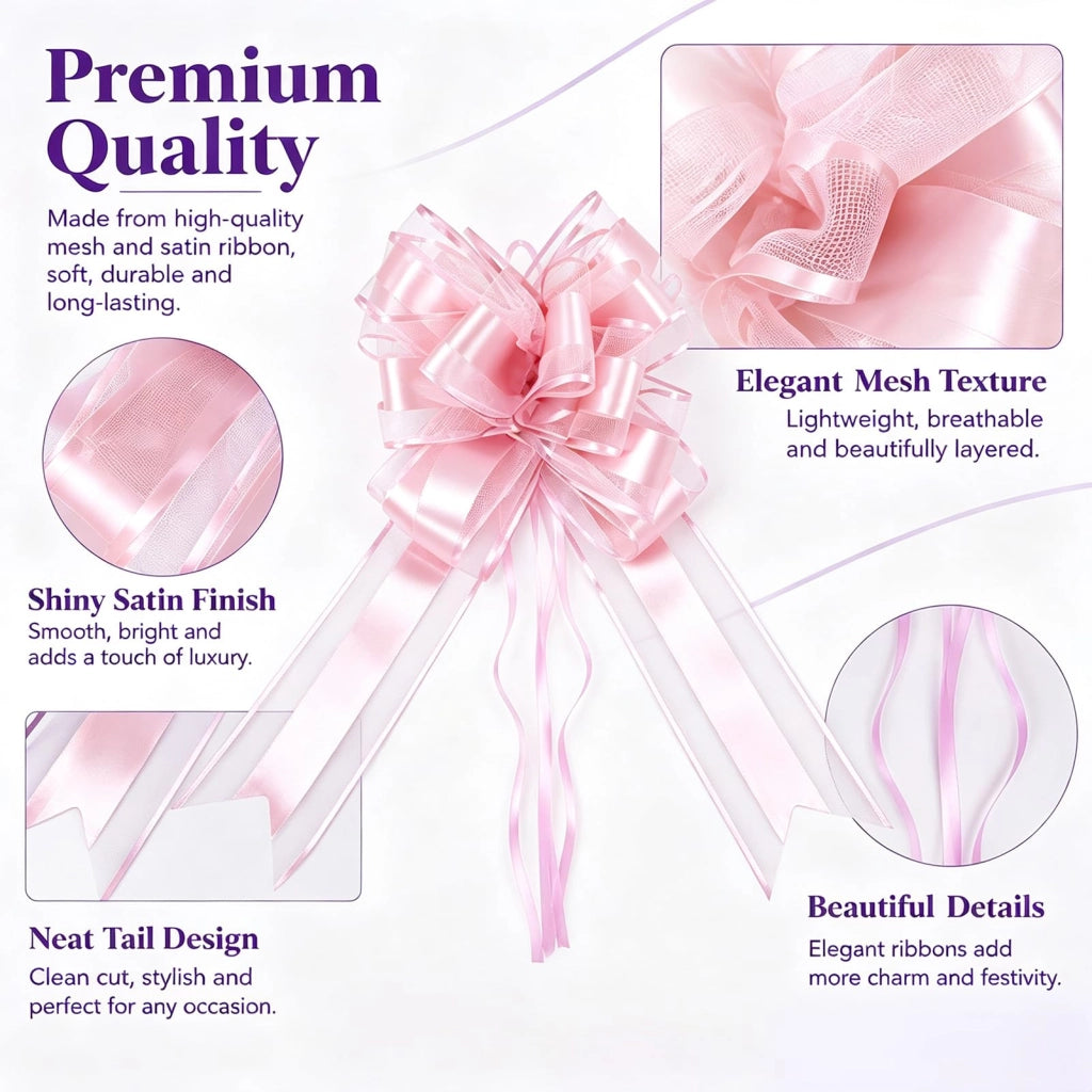 Nastro decorativo rosa chiaro, 25 cm, realizzato a mano, ideale per matrimoni