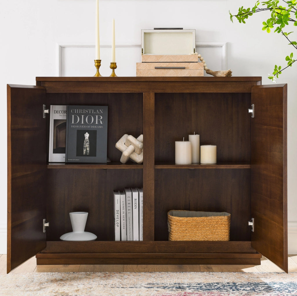 Credenza color noce in MDF con 2 ante e aperture posteriori