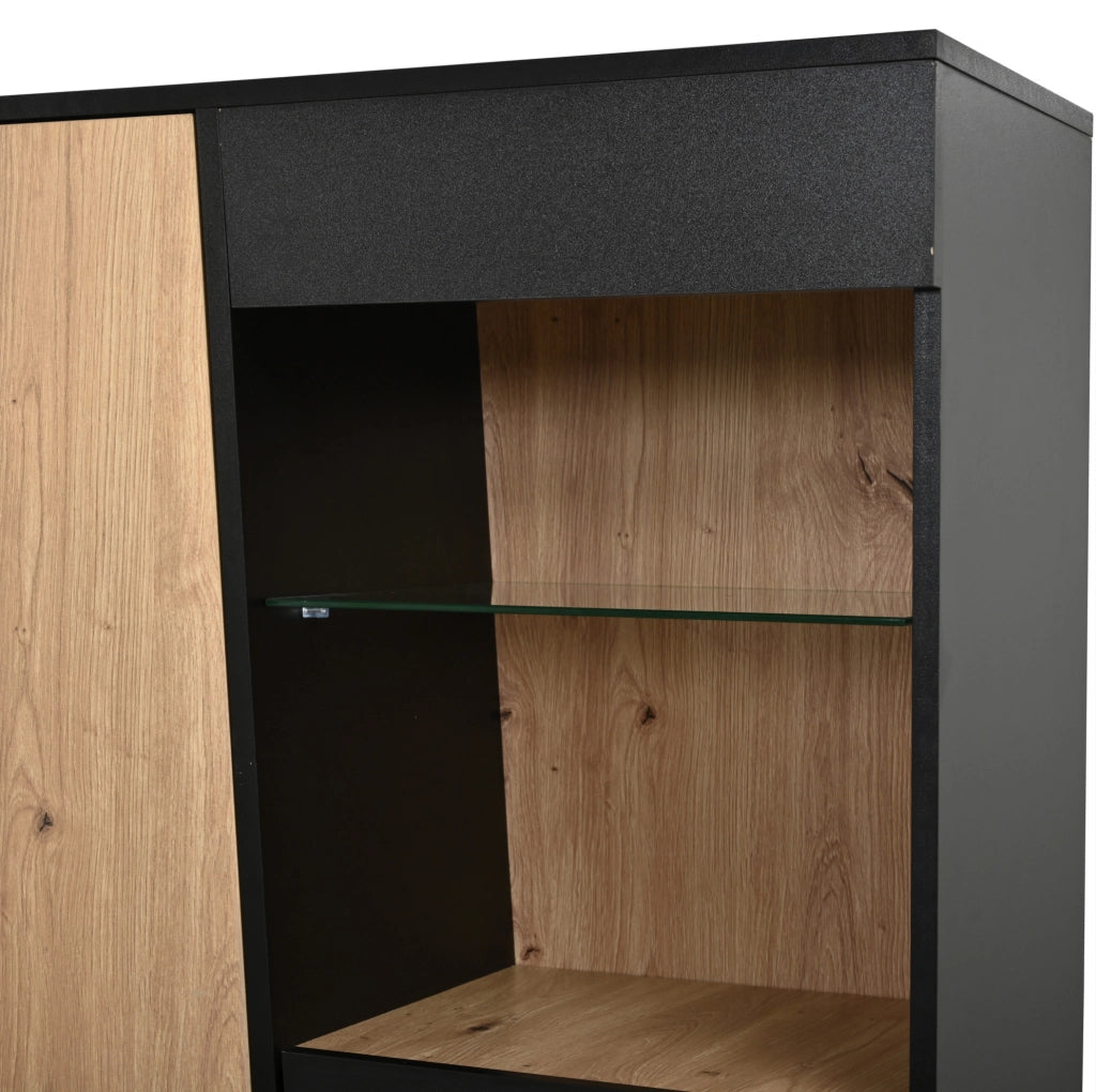 Vetrina alta con LED Bluetooth, 2 ante, 80x35x139,5 cm