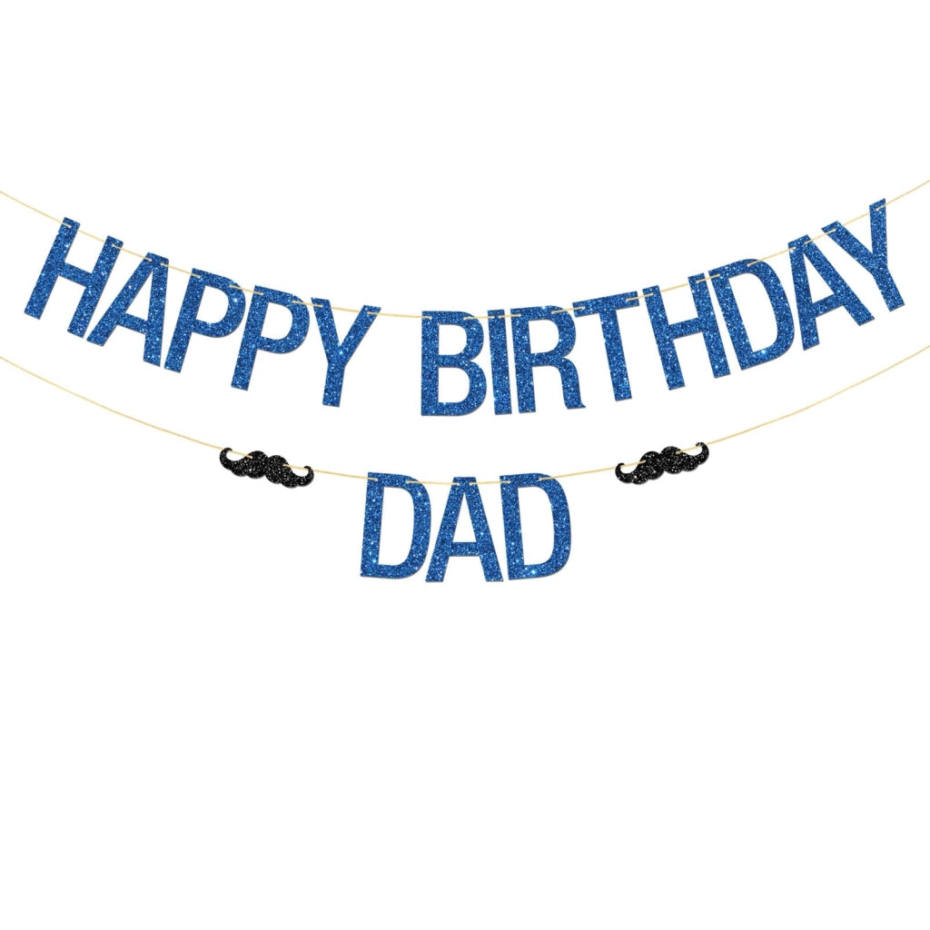 Ghirlanda di compleanno per papà, color blu glitterato, in cartone, lunghezza 2,3 metri, ideale per la festa del papà