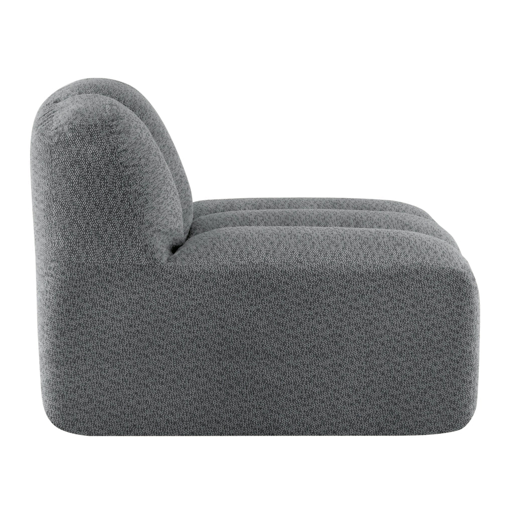 Divano modulare senza braccioli in fleece granulato grigio
