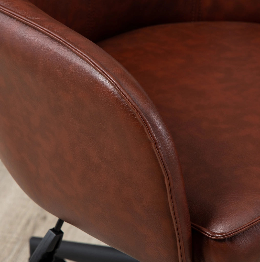Sedia da ufficio 58,5 x 62 x 91 cm in similpelle marrone, oscillante e regolabile