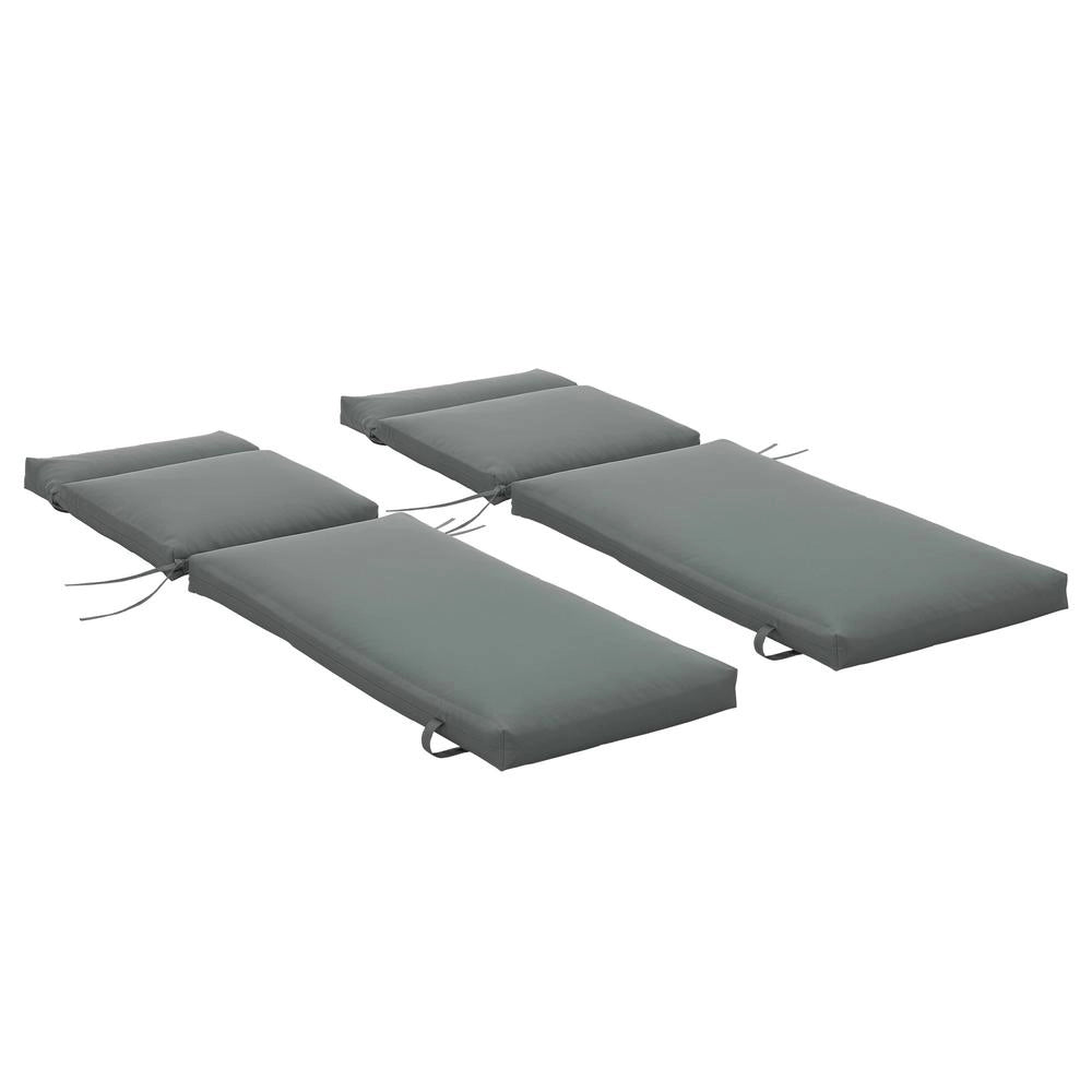 Set 2 Cuscini per Lettino Prendisole e Sdraio Giardino Grigio Scuro Spessore 8cm con Lacci