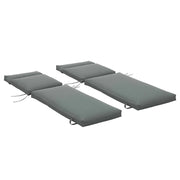 Set 2 Cuscini per Lettino Prendisole e Sdraio Giardino Grigio Scuro Spessore 8cm con Lacci
