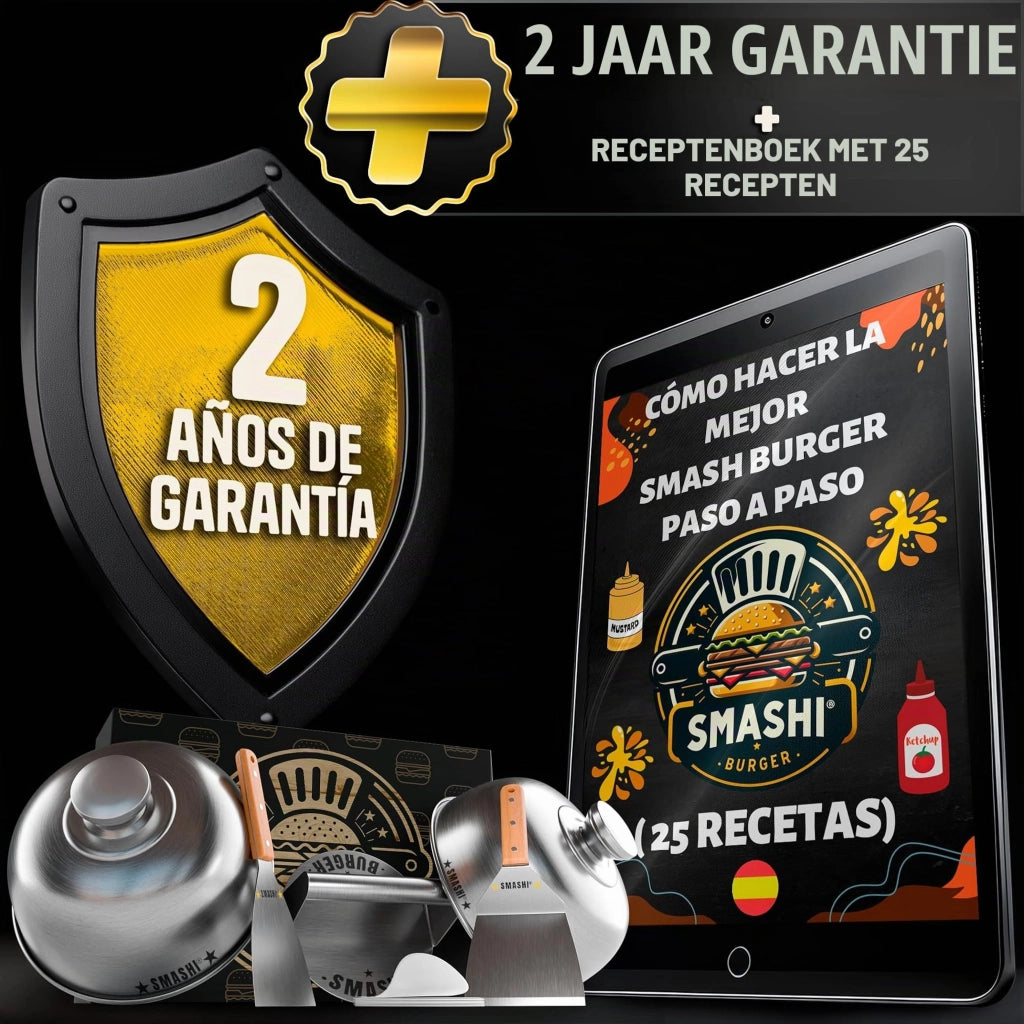 Kit per hamburger smash, in acciaio inossidabile 304, composto da pressa, spatola e accessori, con 25 ricette
