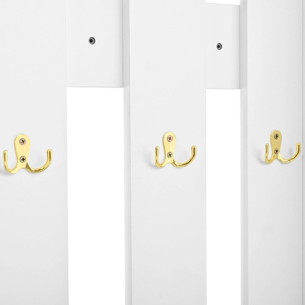 Mobile da ingresso bianco con panca, appendiabiti e scarpiera
