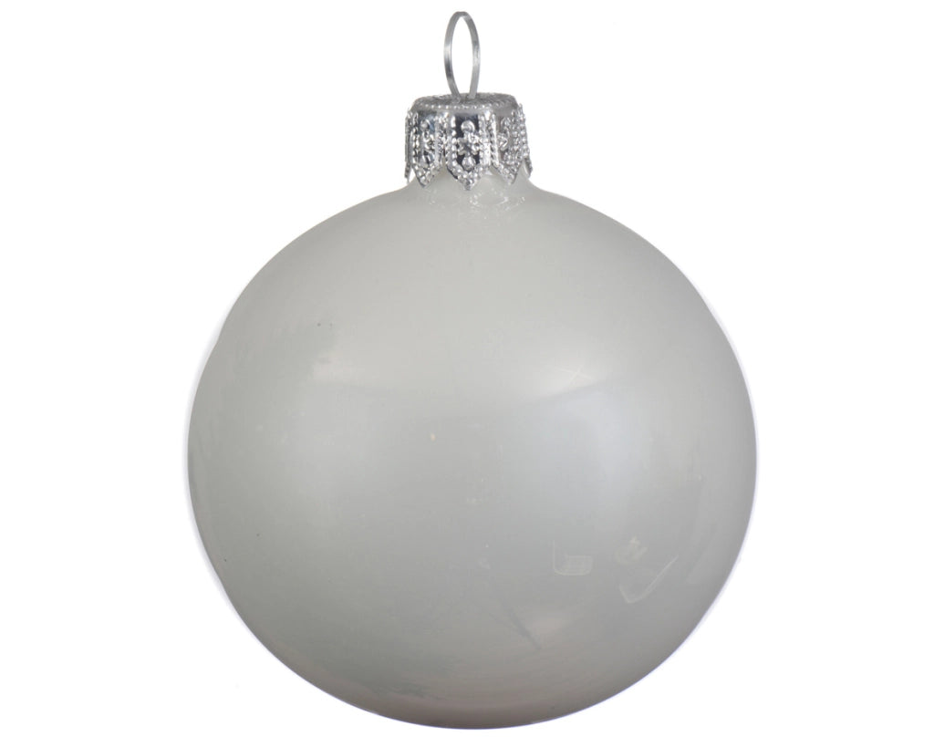 Box Da 4 Palline Di Natale Bianco Lucido 10 Cm