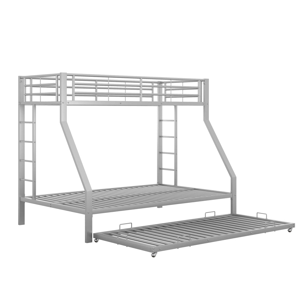 Letto a castello in metallo con letto estraibile e scale su due lati, 90(140)x200 cm, nero/bianco