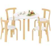 Set Tavolo e Sedie per Bambini 3-8 Anni 5 Pezzi in Legno Bianco con Angoli Arrotondati Robusto per Cameretta e Casa