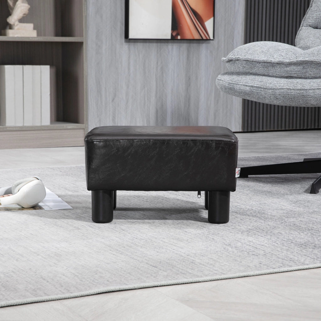 Pouf poggiapiedi marrone con seduta imbottita e portata di 100 kg