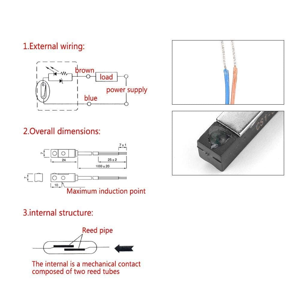 Sensore magnetico a contatto secco CS1-S, SPST, 5-240V DC/AC