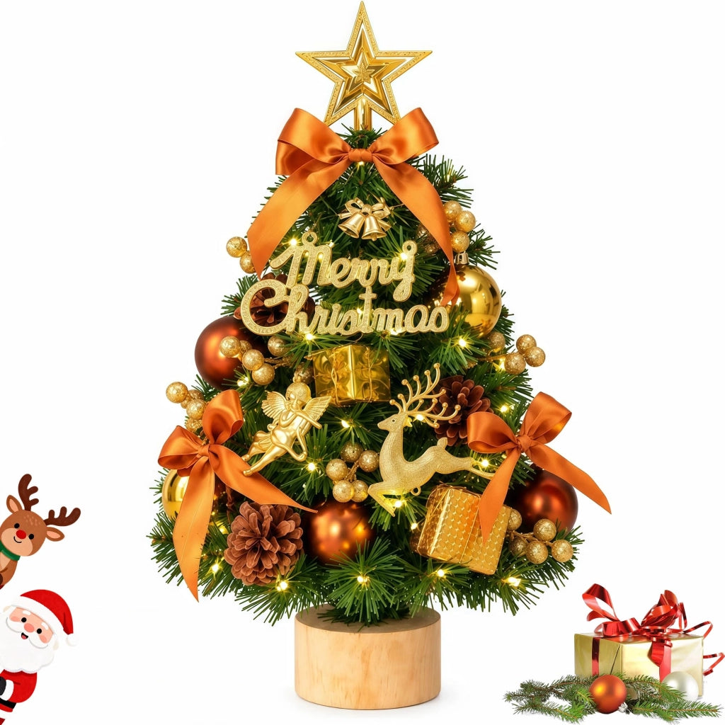 Albero di Natale artificiale da tavolo, altezza 60 cm, con illuminazione