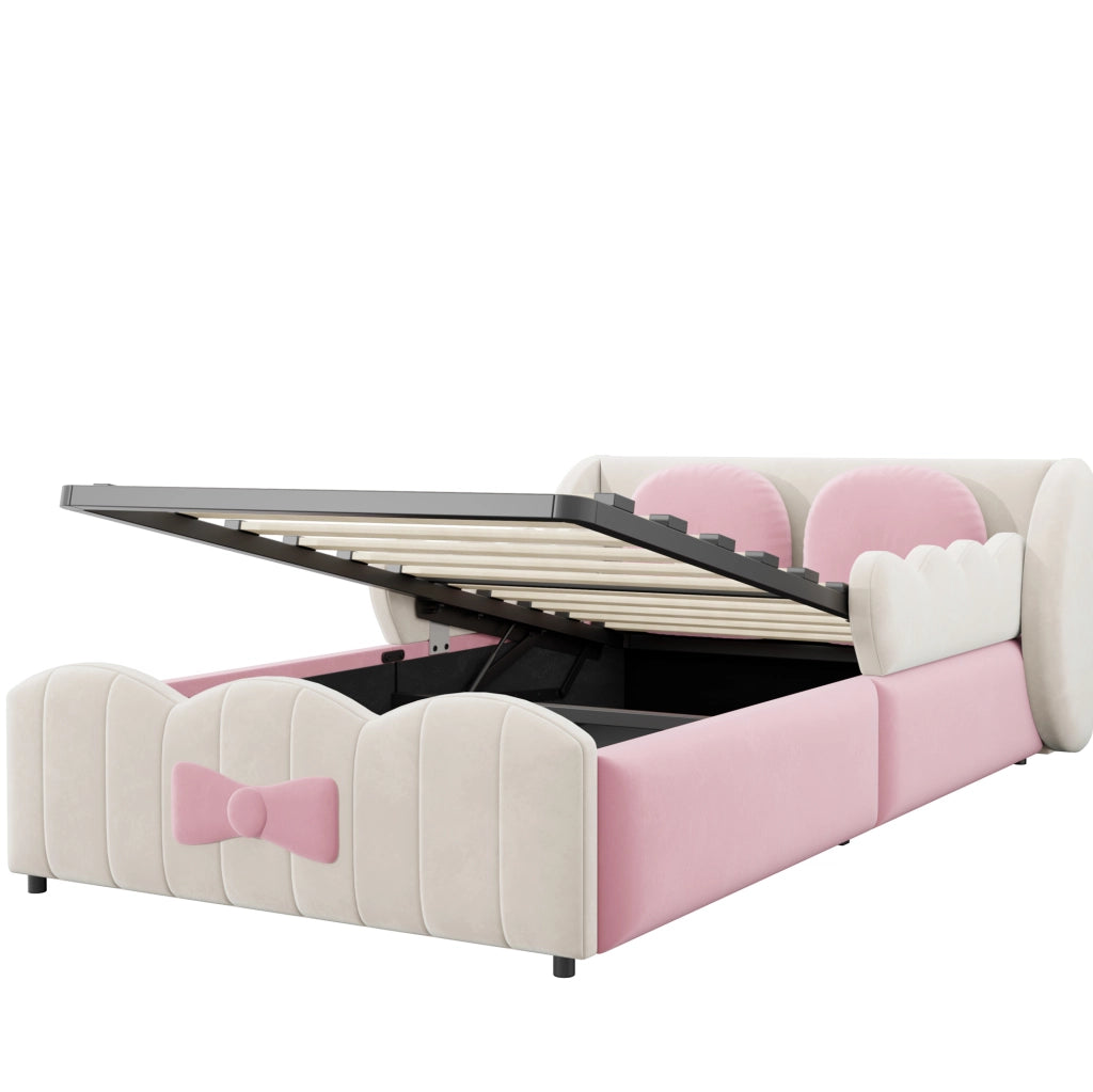 Letto singolo imbottito 90x200 cm con vano contenitore