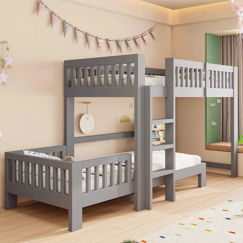 Set di due letti modulari per bambini 90 x 200 cm grigio