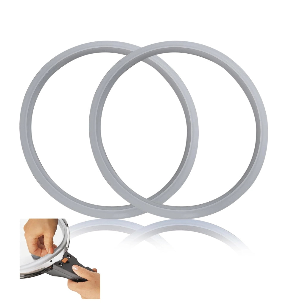 Guarnizione di ricambio da 22 cm per pentola a pressione, confezione da 2 pezzi, in silicone, colore grigio