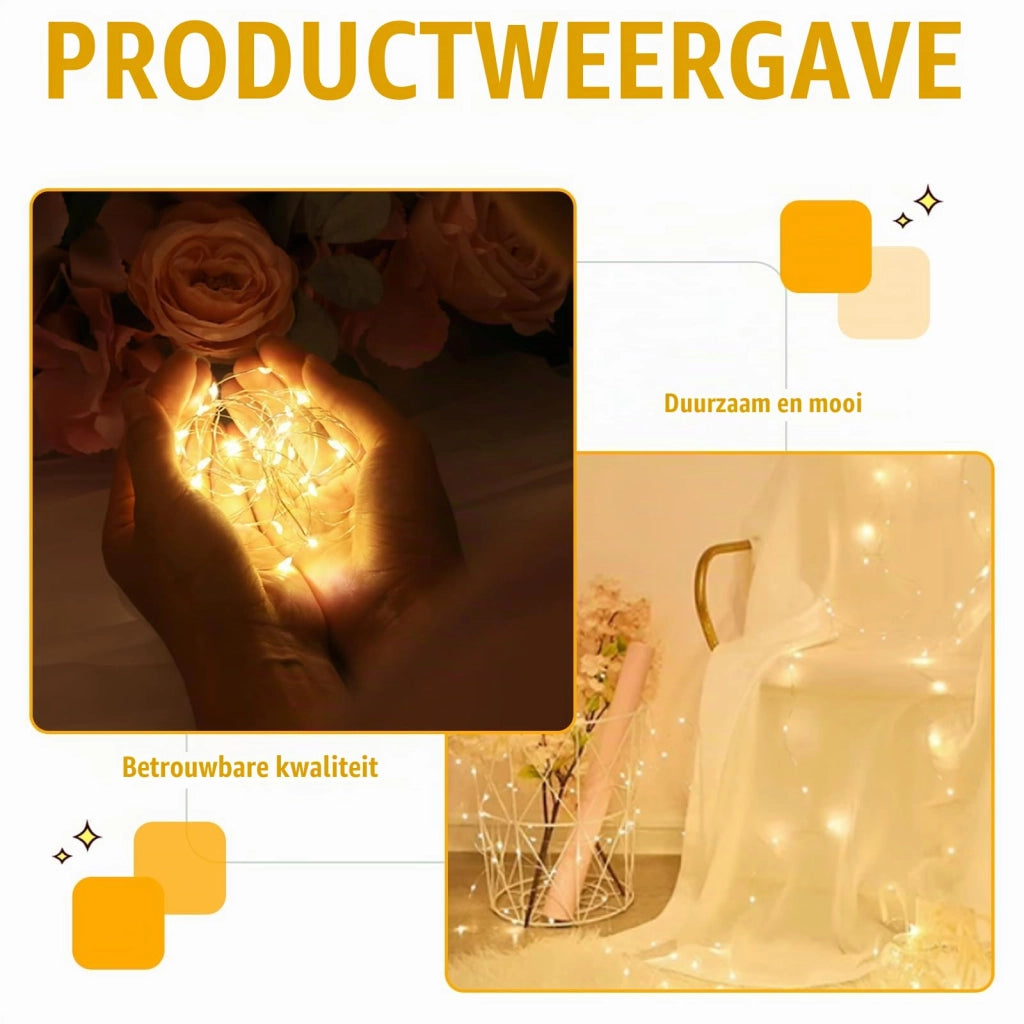 Catena luminosa a LED, 30 luci, 2 metri, luce bianco caldo, alimentazione a batteria