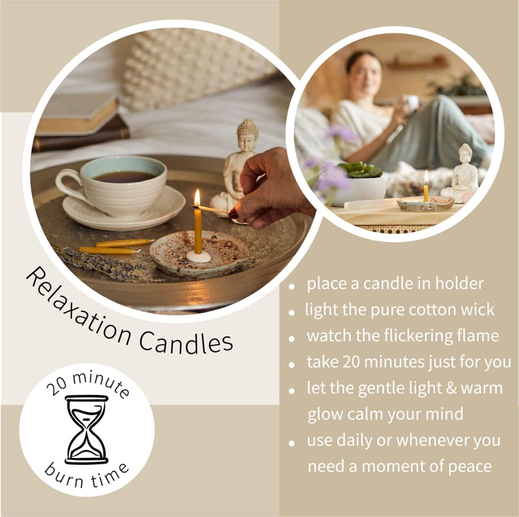 12 candele in cera d'api con supporto in Vetroceramica – profumo di miele, 80 g