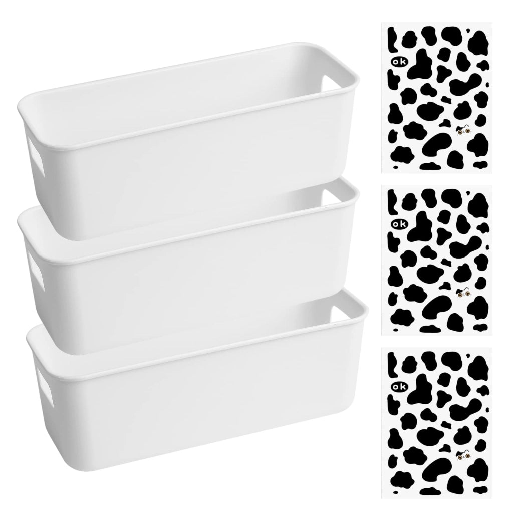 Set di 3 contenitori in plastica con etichette