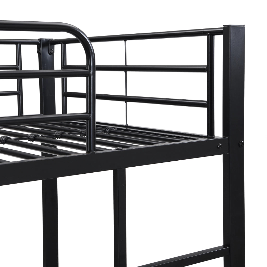 Letto a castello con letto estraibile in metallo nero 90 × 200 cm e 90 × 190 cm con scala a tre gradini