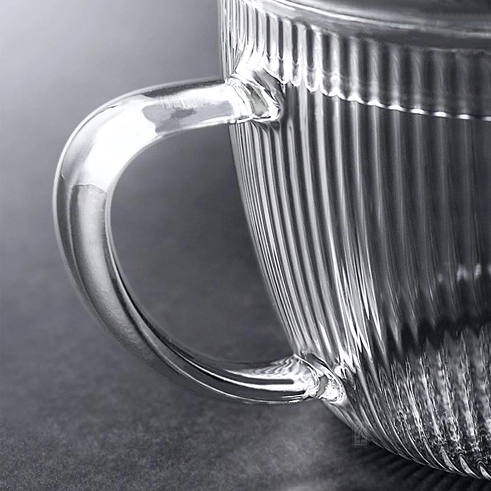 Ciotola per colazione in vetro rigato con coperchio, 500 ml