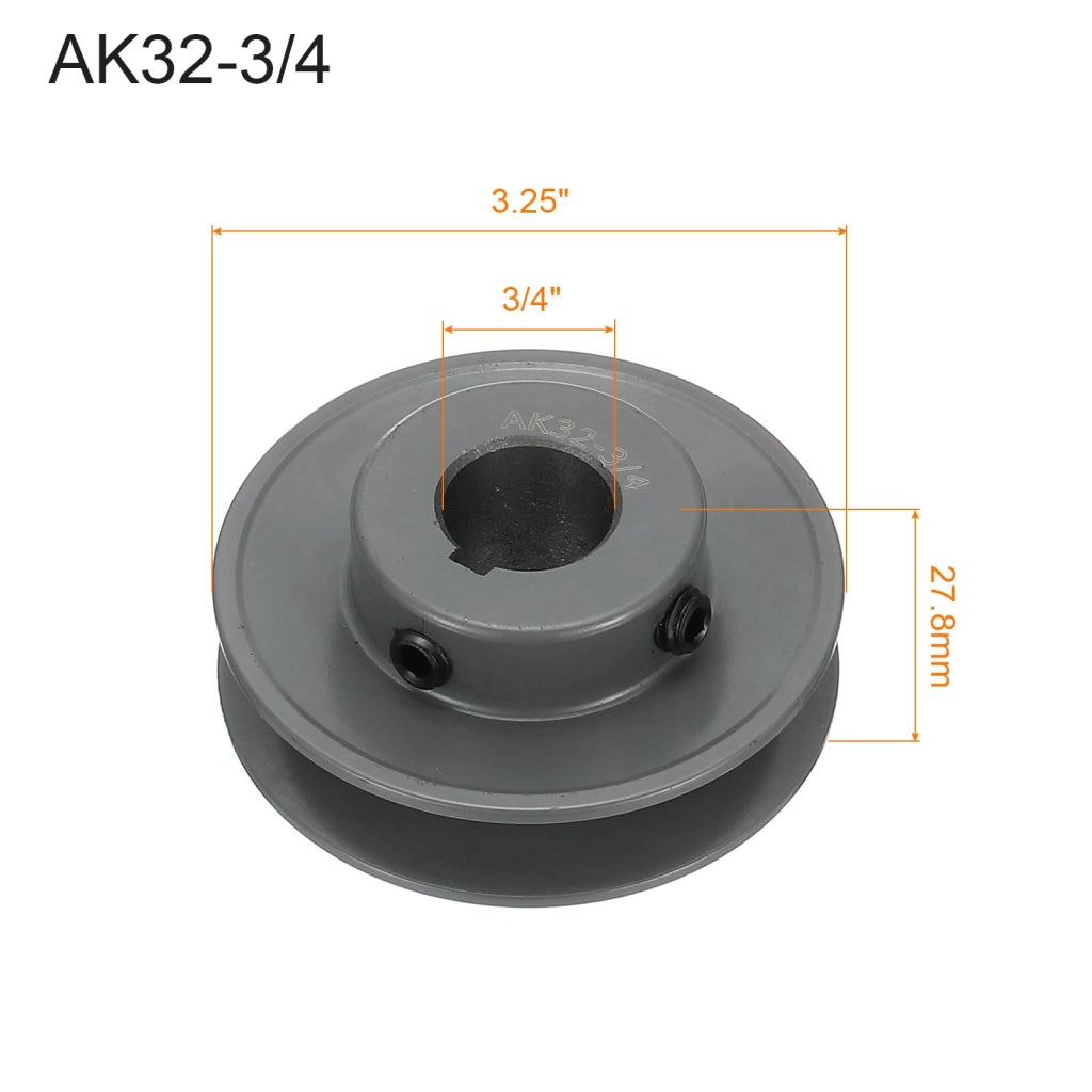Puleggia a V, foro da 3/4 di pollice, diametro esterno di 8,2 cm, realizzata in ghisa