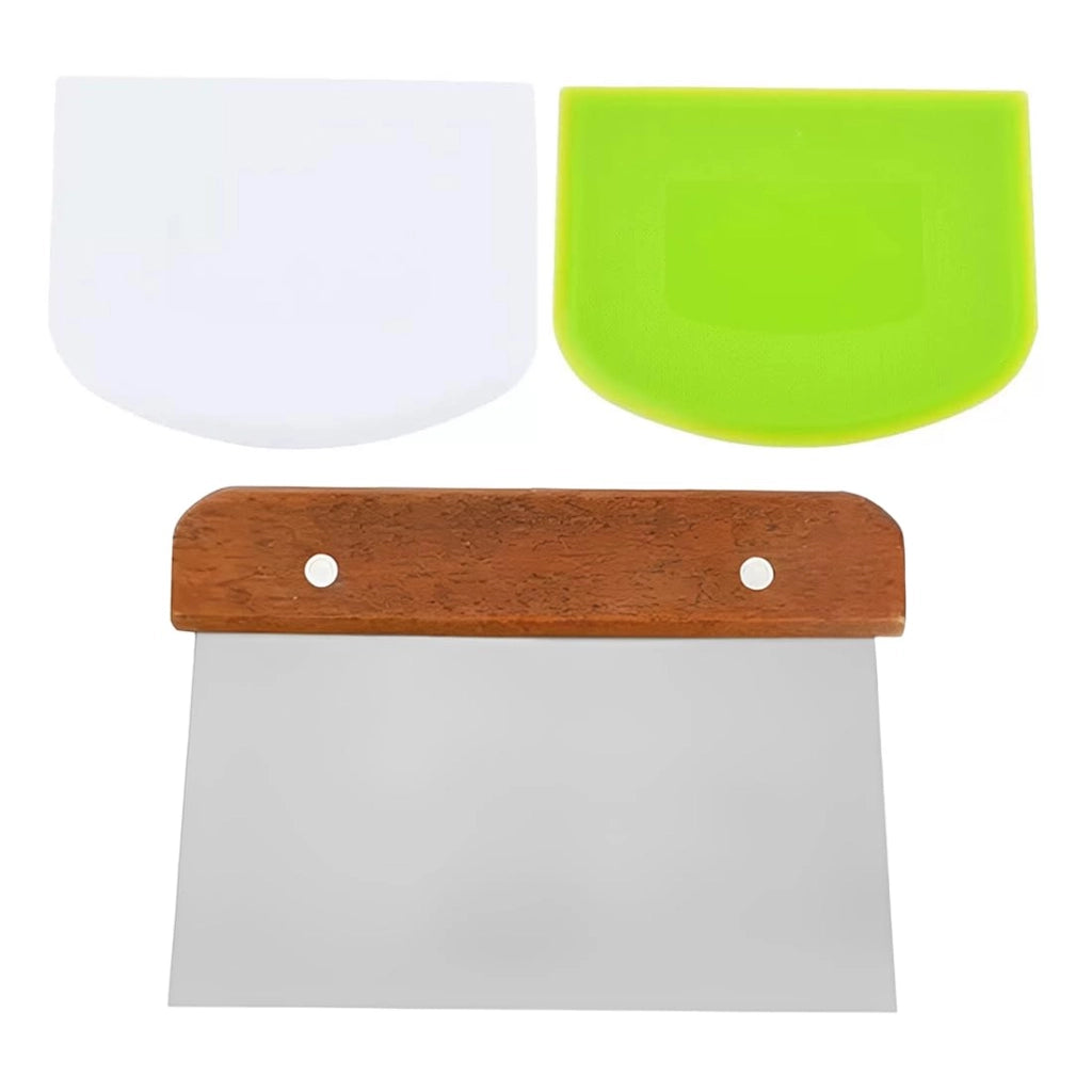 Set di raschietti, 3 pezzi, acciaio inossidabile, 15x12,5 cm