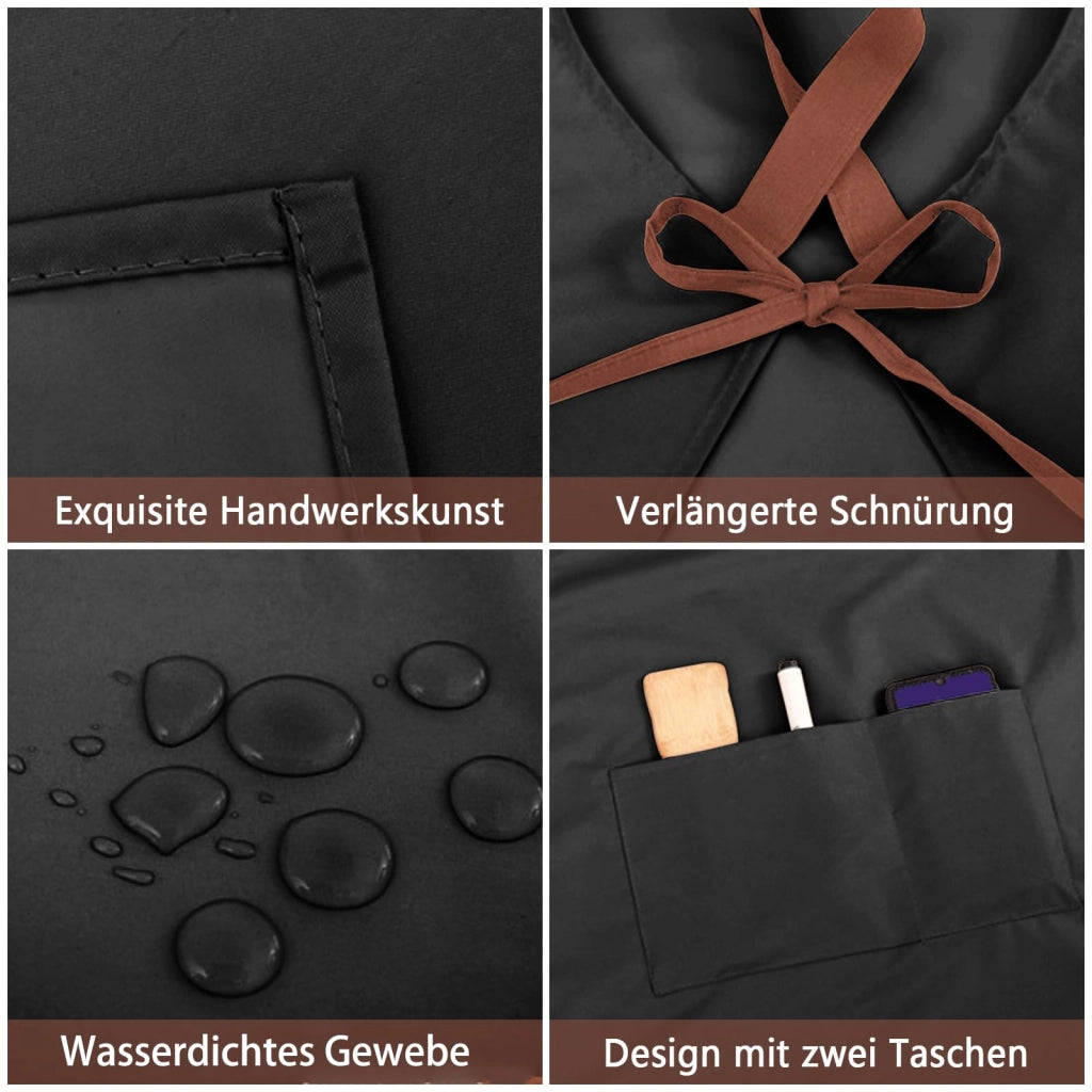 Grembiule da cucina, idrorepellente, con tasca, 68x70 cm, nero
