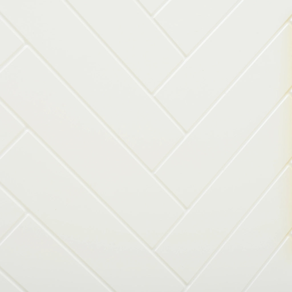 Credenza con 2 ante e 3 cassetti in MDF bianco con ripiani regolabili e motivo a chevron