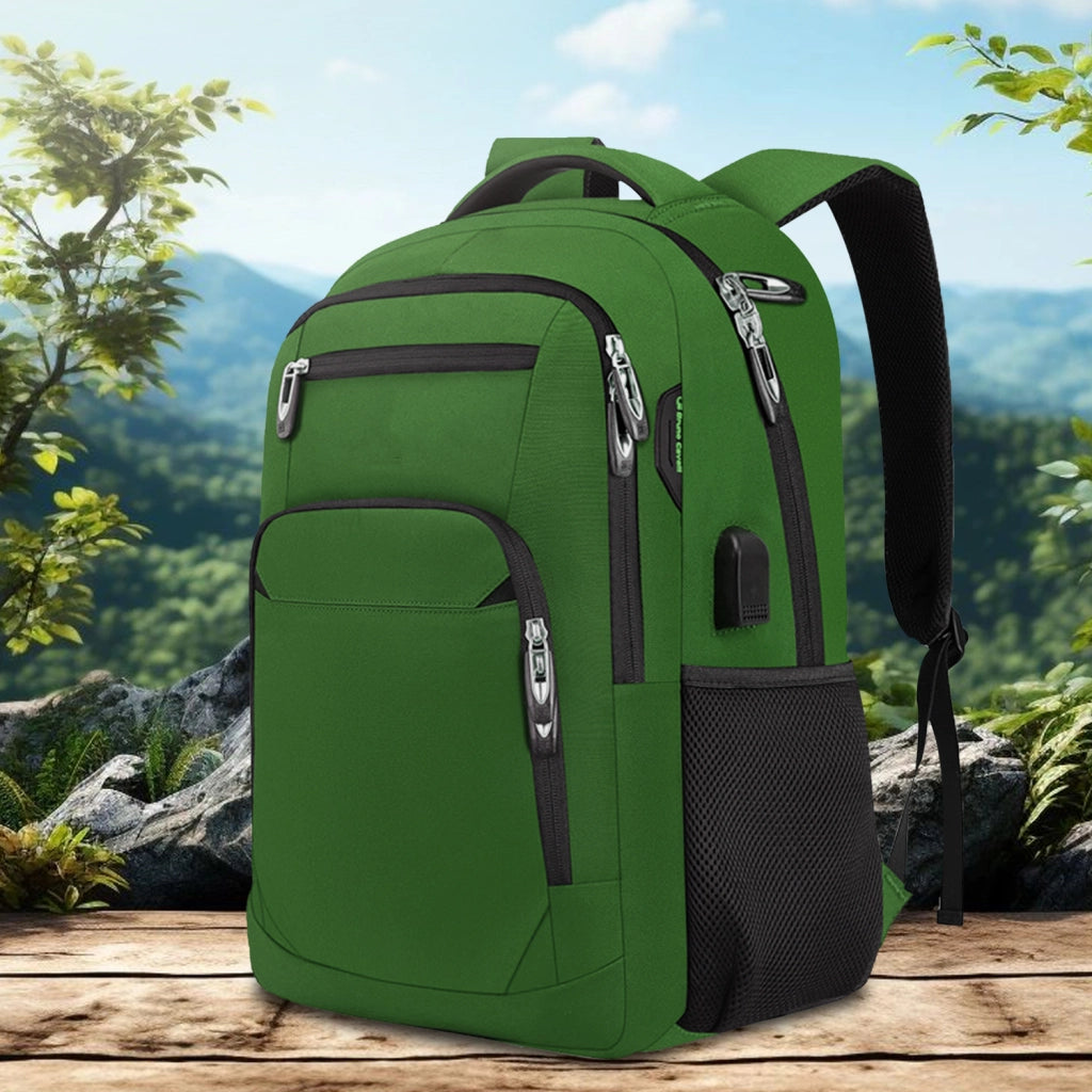 Zaino porta PC 15,6 pollici con porta USB, verde