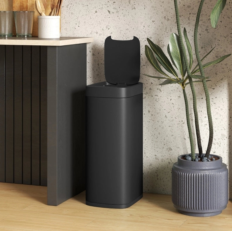 Pattumiera a sensore da 50 l in metallo nero, apertura automatica