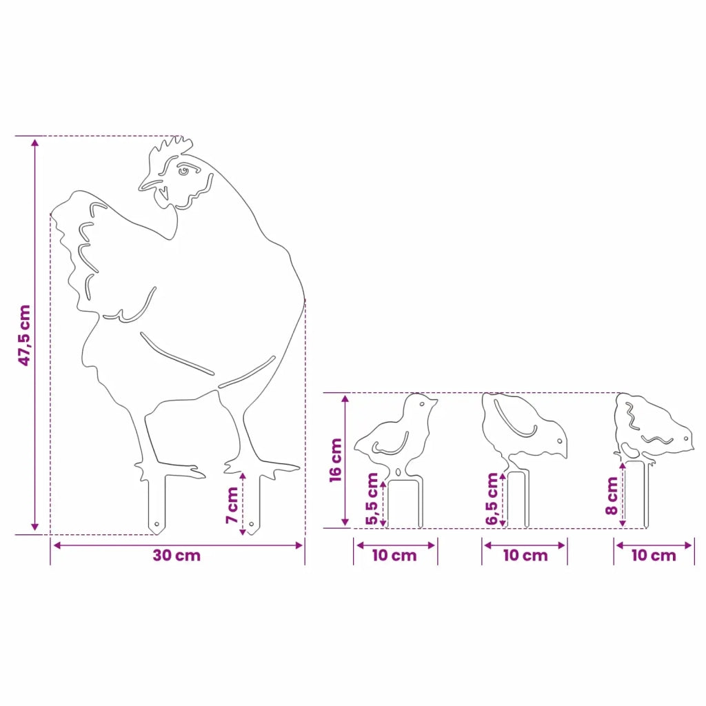 Palo da Giardino Set da 4 47,5 x 30 cm Acciaio zincato Argento 8014386