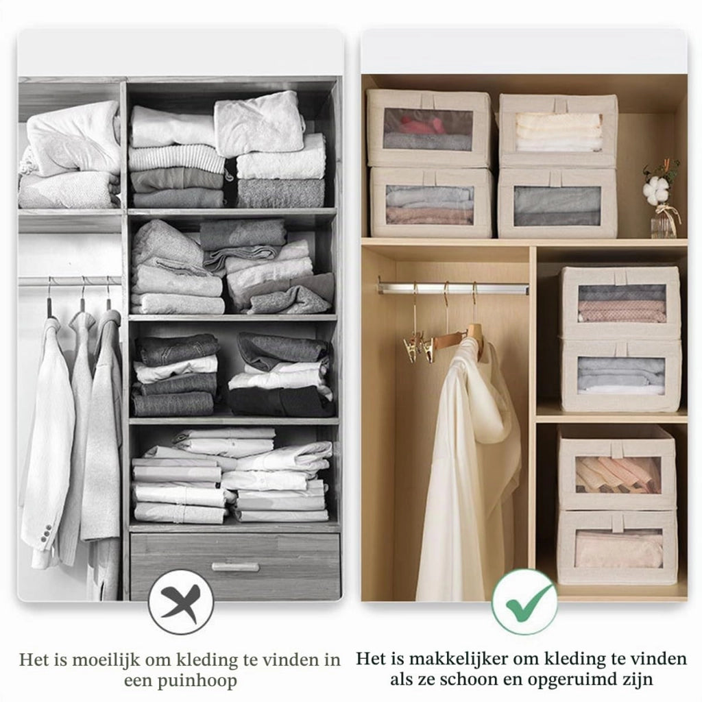 Set di 2 scatole pieghevoli per l'organizzazione, dimensioni 41x28x17 cm, con finestra trasparente